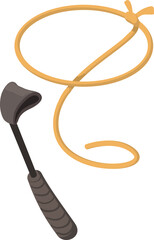 Horse equipment icon isometric vector. Black jockey stick and wild west lasso. Western, wildwest concept