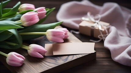 Mother's Day Gift with Tulips and Greeting Card