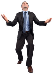 Businessman posing with arms outstretched