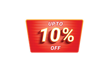 Sale Discount Label. Rounded Triangle Shape Sale Promotion Stamp. Price Upto 10% Off Tag. Red Color Sale Label.