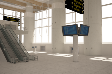 Empty escalator at airport