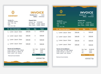 Obraz premium Business Minimal Corporate Invoice design template vector illustration bill form price . Creative template and stationery design payment agreement design template Cash Memo, Vector Quotation Design