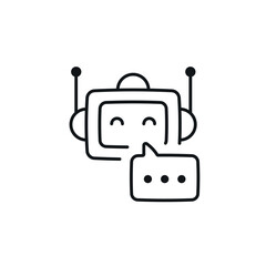 Generate chat linear icon. Robot. Artificial intelligence. Thin line customizable illustration. Contour symbol. Vector isolated outline drawing. Editable stroke
