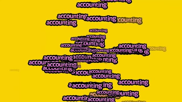 animated video scattered with the words ACCOUNTING  on a yellow background