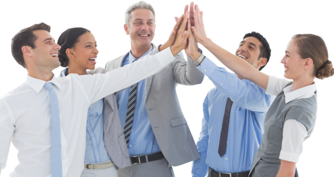 Cheerful business people high fiving - Powered by Adobe