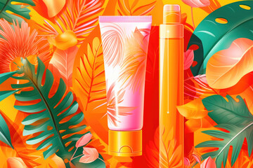 Summer fresh sunscreen ad banner. Generative AI