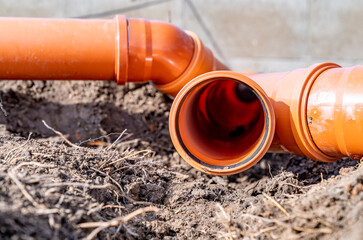 PVC plastic pipe for sewerage in the ground