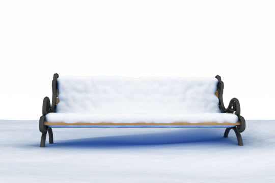 Bench covered with snow