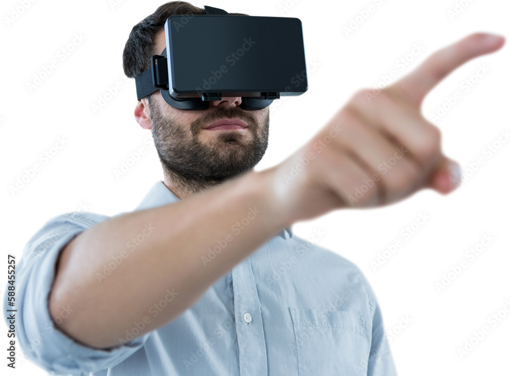 Aufkleber man pointing while using oculus rift headset