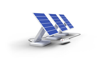 3d illustration of solar panels with cable