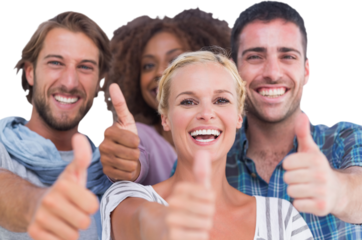 Happy group giving thumbs up