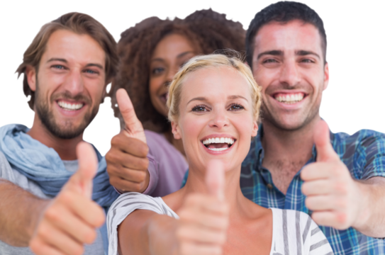 Happy group giving thumbs up