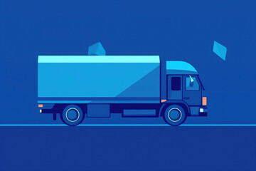 The truck is going at high speed vector icon on blue background. Generative AI