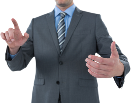 Businessman using futuristic digital screen