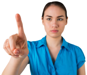 Serious businesswoman pointing