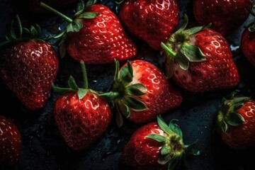 Seamless Strawberry Background with Water Drops