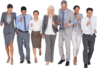 Business people running together
