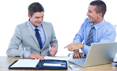 Obraz premium Businessmen working together with laptop 