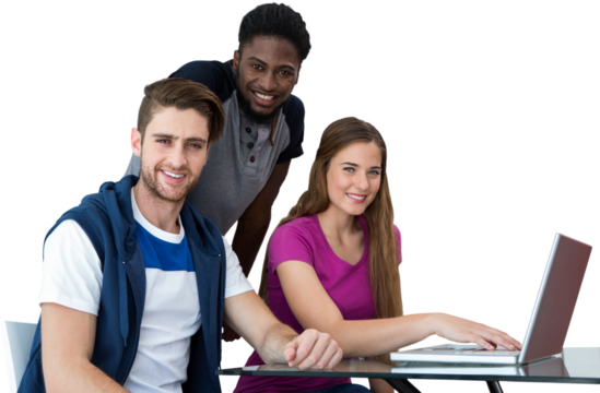 Creative team using laptop