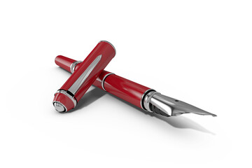 Composite image of red fountain pen