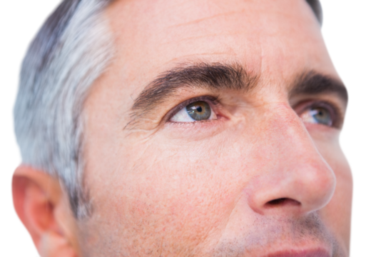 Close up of a man with grey hair