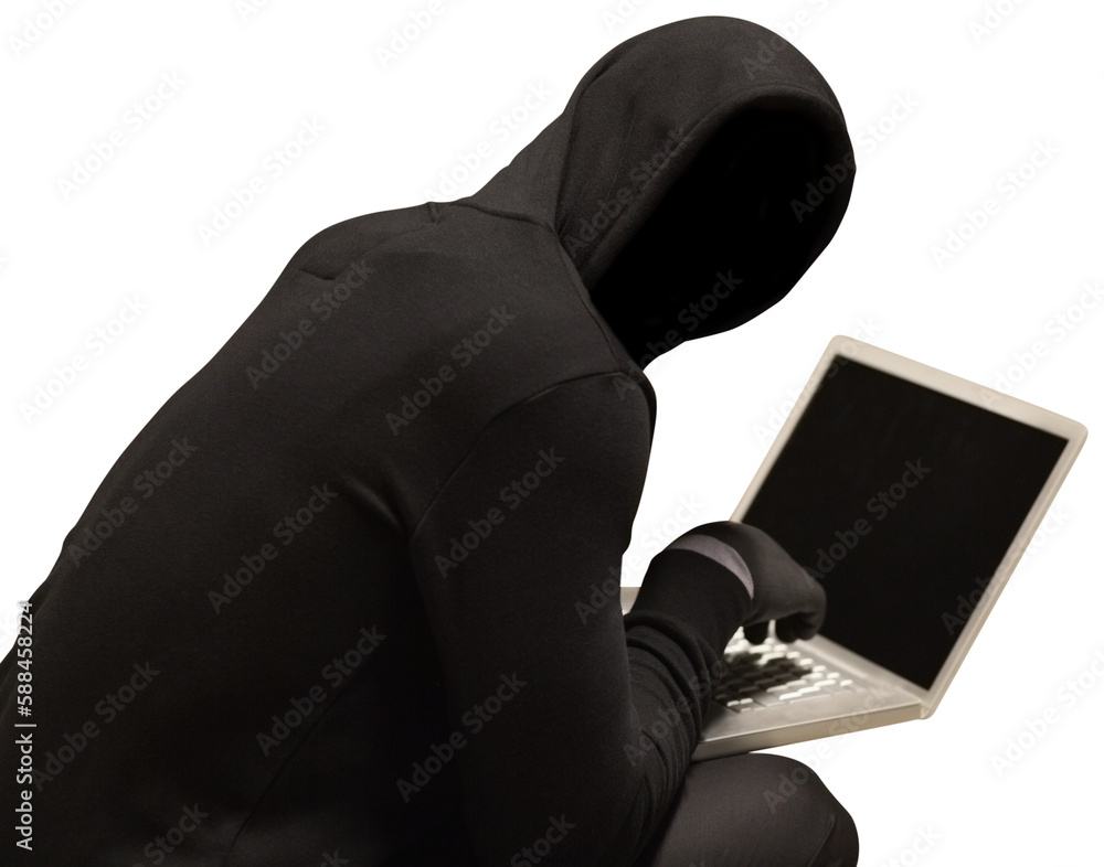 Aufkleber hacker using laptop