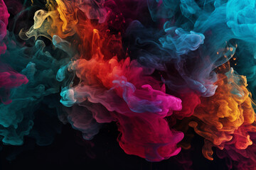 Fototapeta premium Colorful Vape Smoke. Dark Background. Multicolor Smoke. Creative AI Wallpaper. Created by generative AI