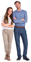 Fototapeta premium Smiling young couple with arms crossed