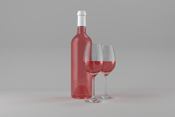Red wine bottle with glasses