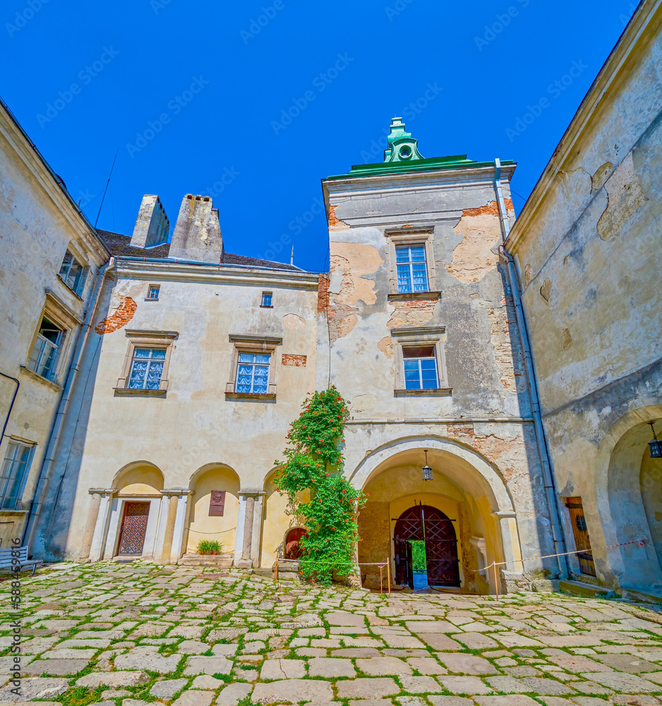 Sticker inner courtyard of olesko castle, ukraine