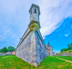 Panorama of bastion with watchtower of Pidhirtsi Castle, Ukraine