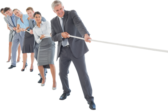 Business team pulling the rope 