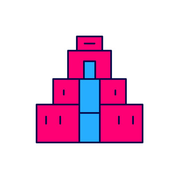 recommend clip art: Filled outline Chichen Itza in Mayan icon isolated on white background. Ancient Mayan pyramid. Famous monument of Mexico. Vector