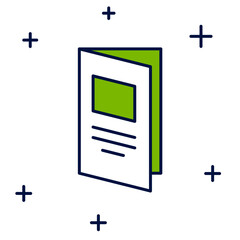 Filled outline Brochure template layout icon isolated on white background. Corporate business annual report, catalog, magazine, flyer mockup. Vector