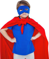Masked girl pretending to be superhero