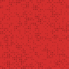 Abstract seamless geometric pattern. Mosaic background of black squares. Evenly spaced small shapes of different color. Vector illustration on red background