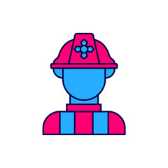 Filled outline Firefighter icon isolated on white background. Vector