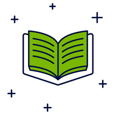 Filled outline Open book icon isolated on white background. Vector