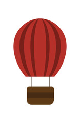 Red hot air balloon, colorful aerostat on white background. Vector