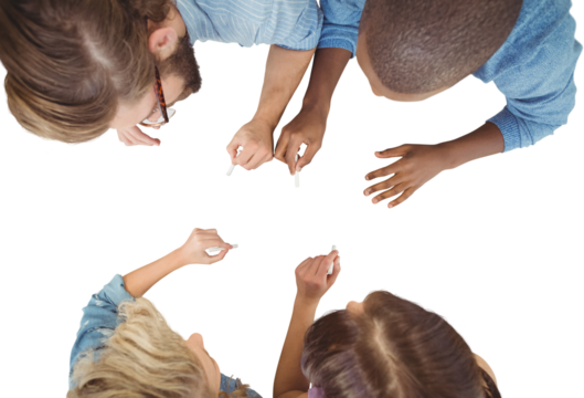 Business people writing with chalks