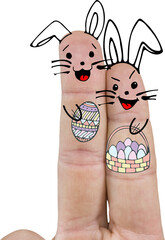 Illustration of fingers representing Easter bunny 