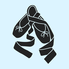 Ballet icon with pointe shoes. Vector illustrarion isolated. © W