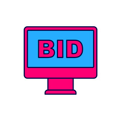 Filled outline Online auction icon isolated on white background. Bid sign. Auction bidding. Sale and buyers. Vector