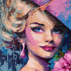 portrait of a woman,spring tiime, looking at the camera,generative ai illustration