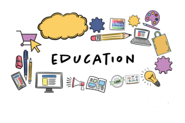 Education text surrounded by various icons