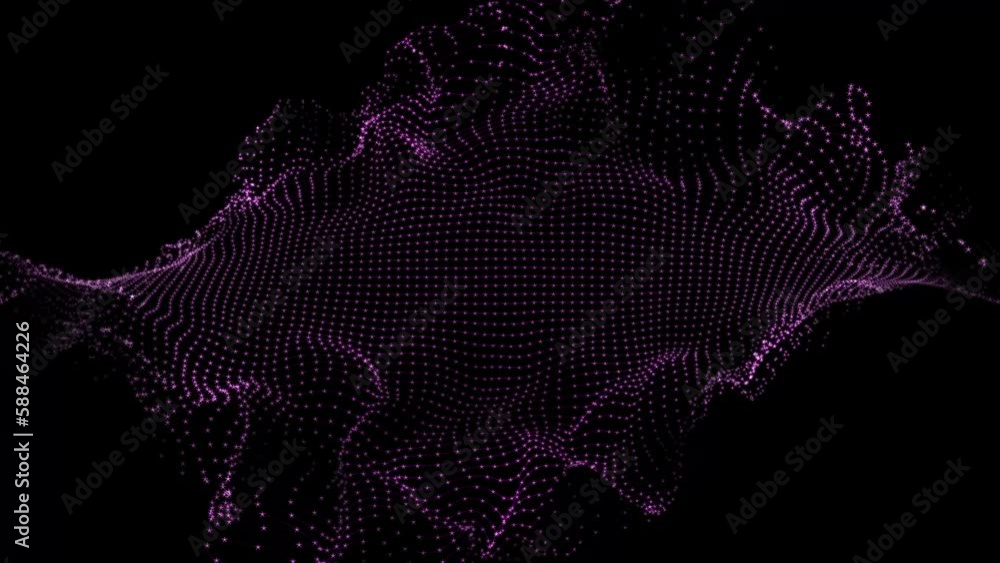 Poster pink star canvas on black background. futuristic background of stars and lines with a dynamic wave. 