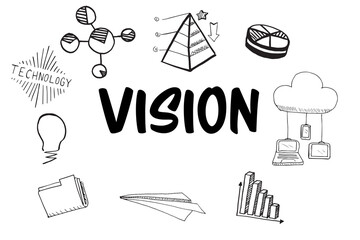 Vision text surrounded by various icons
