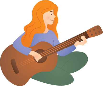 Woman playing guitar icon