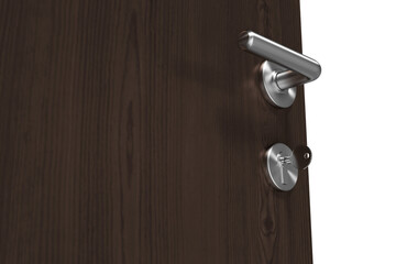 Fototapeta premium Closeup of brown door with doorknob