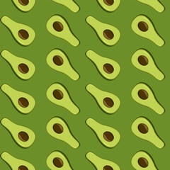 Seamless pattern with avocado. Healthy vegan food.